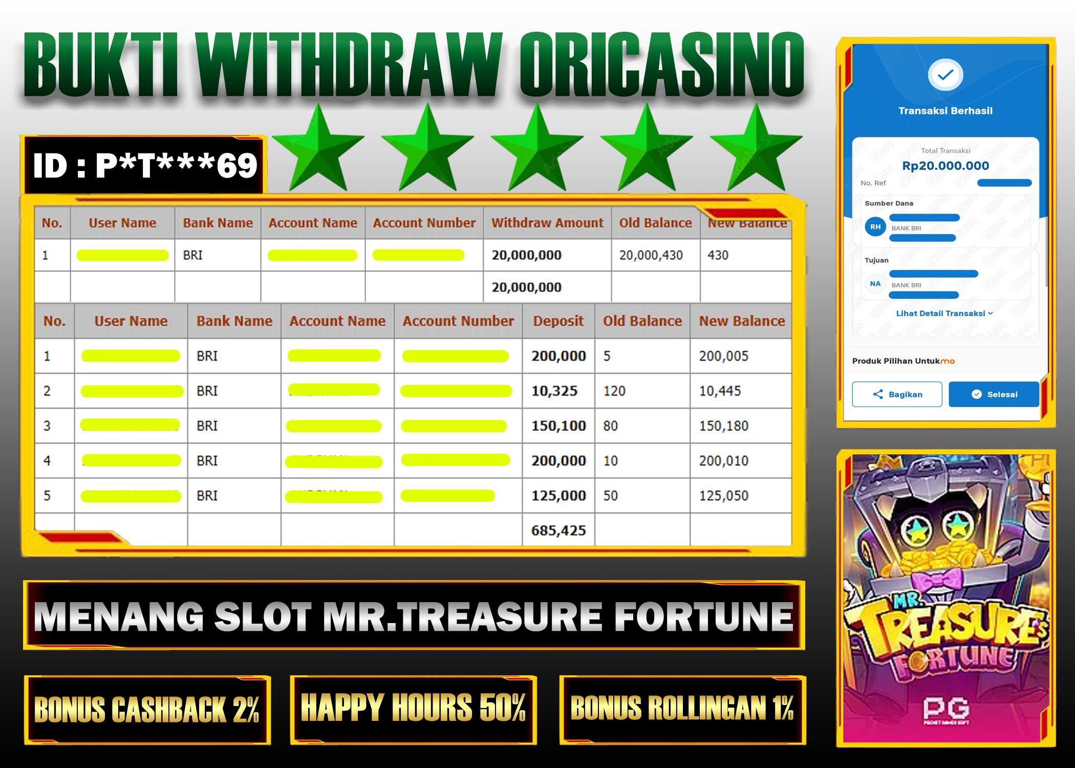 BUKTI KEMENANGAN SL0T MR.TREASURE FORTUNE PROVIDER PGSOFT